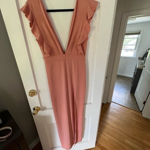 NWT! “Deep Night Plunging Dress” in Blush